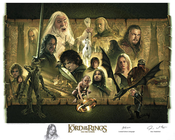 The Two Towers Collectors Edition Lithograph from Vanderstelt Studios. These limited edition and numbered lithographs are licensed by New Line Cinema, with the provision of a specifically requested hand-drawn remarque by Jerry Vanderstelt.<br><div class="floatbox" data-fb-options="width:1400  height:80%"><a class="transparent" href="http://store.vandersteltstudio.com/">✦</a></div><span class="ngViews">75 views</span>
