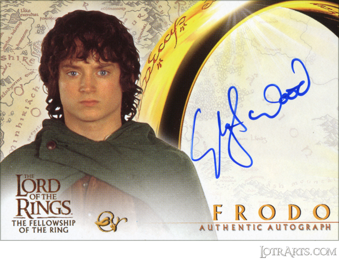 FOTR Set 2: signed by Elijah Wood as Frodo (Odds 1:24 packs)

<br />

<a href="https://www.lotrarts.com/shopfront/#cards"><img src="https://www.lotrarts.com/images/icons/buy-001.png" alt="Shop" /></a>