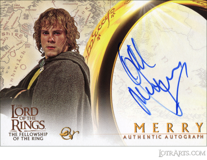 FOTR - Retail Set 1: signed by Dominic Monaghan as Merry (purportedly only signed 100 cards, being the rarest auto)