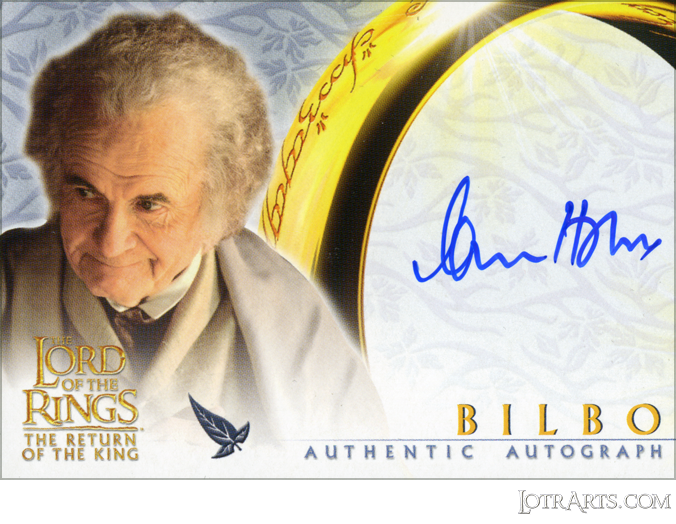 ROTK: signed by Sir Ian Holm as Bilbo (2) (Odds 1:36 packs)