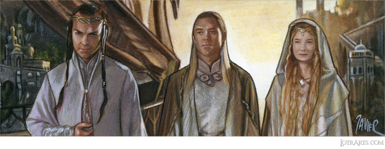 Elrond, Cereborn, Galadriel at Grey Havens, uncut two card panel by Gonzalez<span class="ngViews">11 views</span>