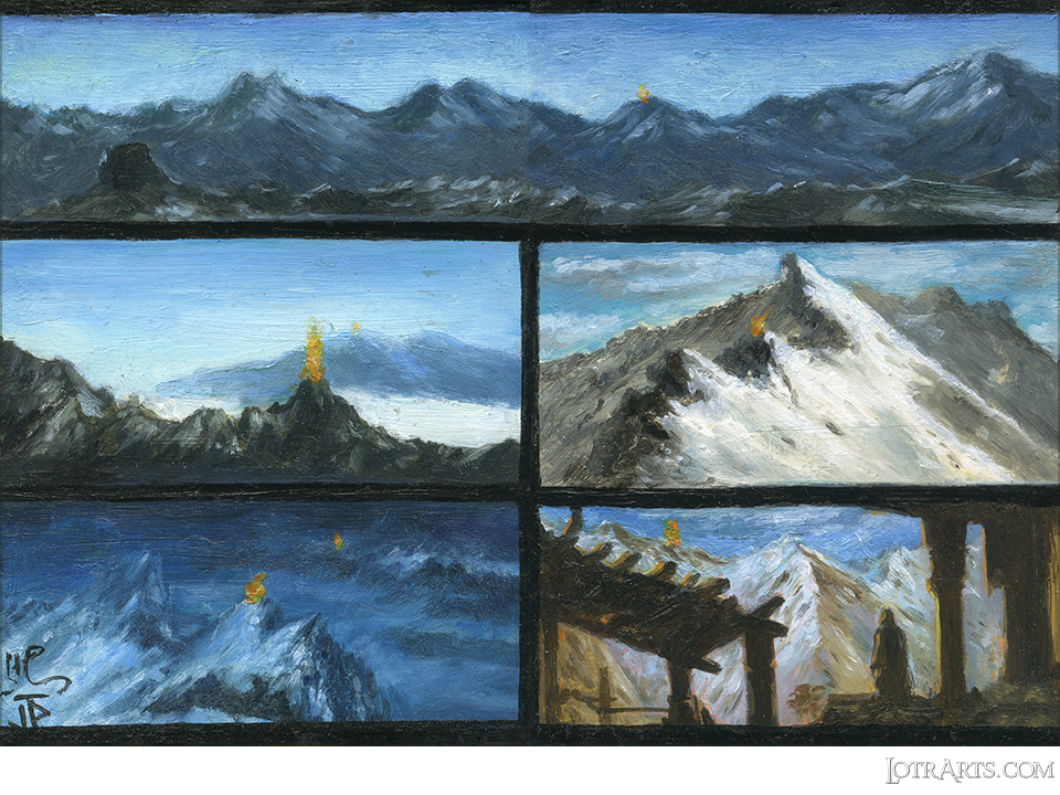 Gondor/Rohan beacons alight two-card panel by Potratz and Hai<span class="ngViews">3 views</span>