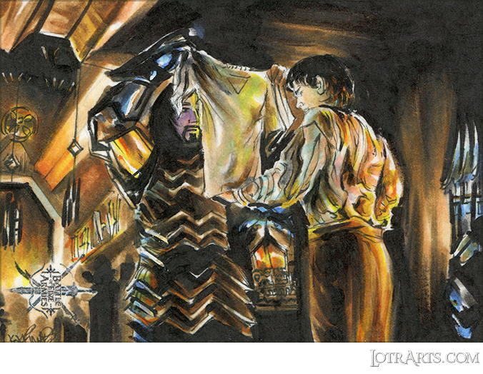 Thorin giving mithril shirt to Bilbo by Kokkinakis: artist proof sketch<span class="ngViews">13 views</span>