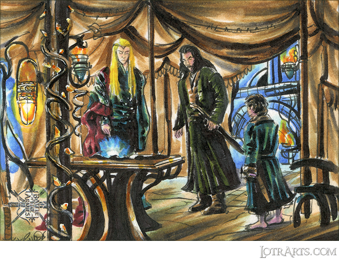 Bilbo giving the Arkenstone to Bard and Thranduil by Kokkinakis: artist proof sketch<span class="ngViews">9 views</span>
