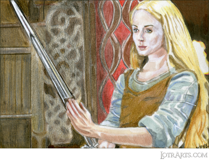 Éowyn with Sword in Edoras by Dye

<br />

<a href="https://www.lotrarts.com/shopfront/#cards"><img src="https://www.lotrarts.com/images/icons/buy-001.png" alt="Buy" /></a><span class="ngViews">1 view</span>
