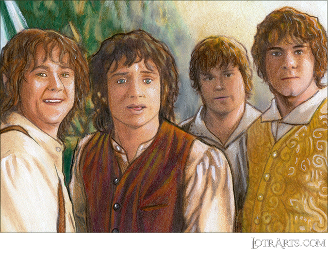 Frodo, Sam, Merry, Pippin at Rivendell by Gonzalez