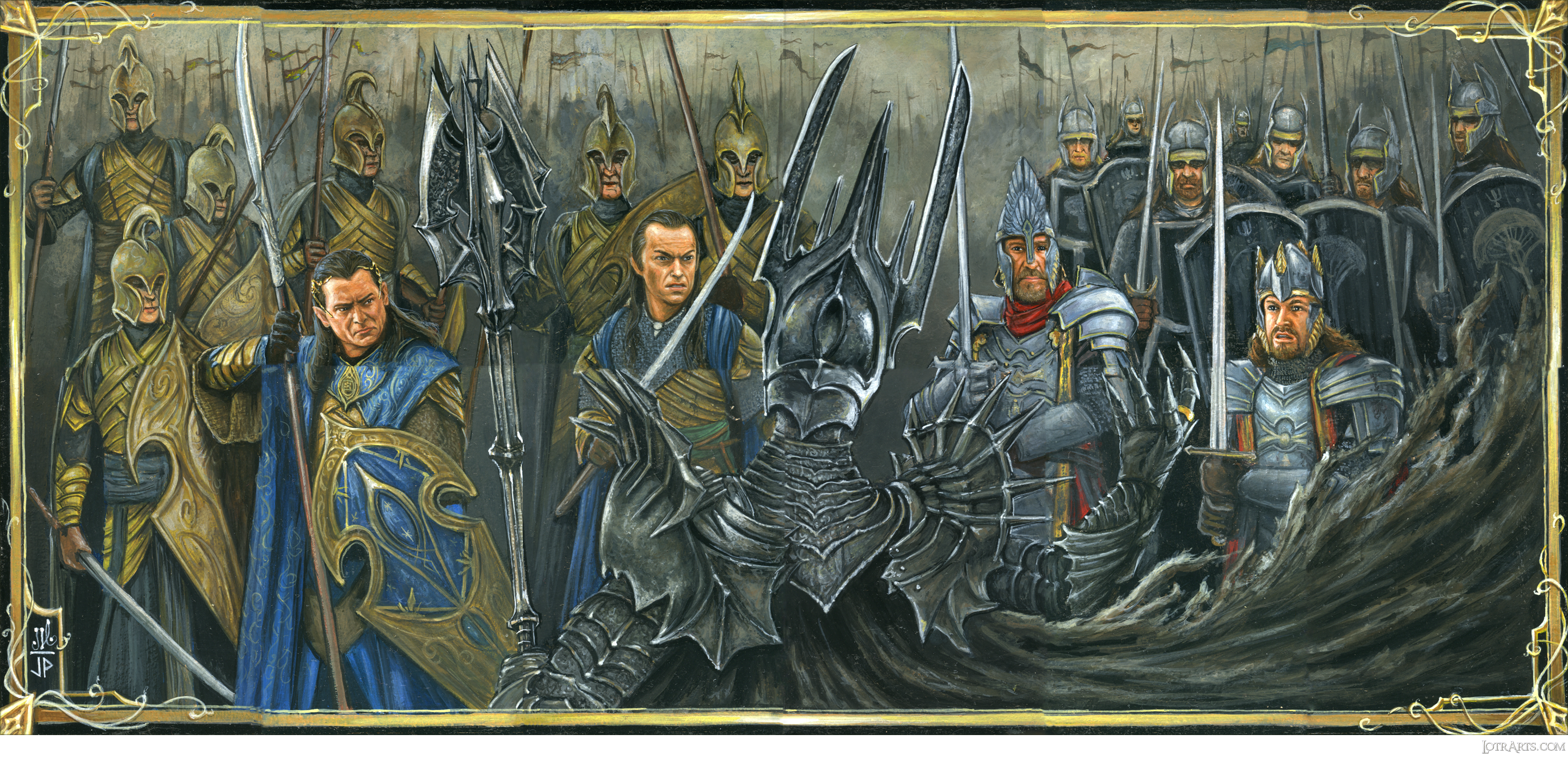 Twelve-card panel of the Last Alliance battling Sauron by Potratz and Hai<span class="ngViews">8 views</span>