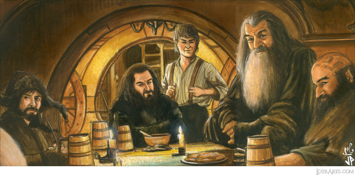 The dwarves meet at Bag End (Part2) by Potratz and Hai (three-card panel (sequenced with five-card panel)<span class="ngViews">3 views</span>