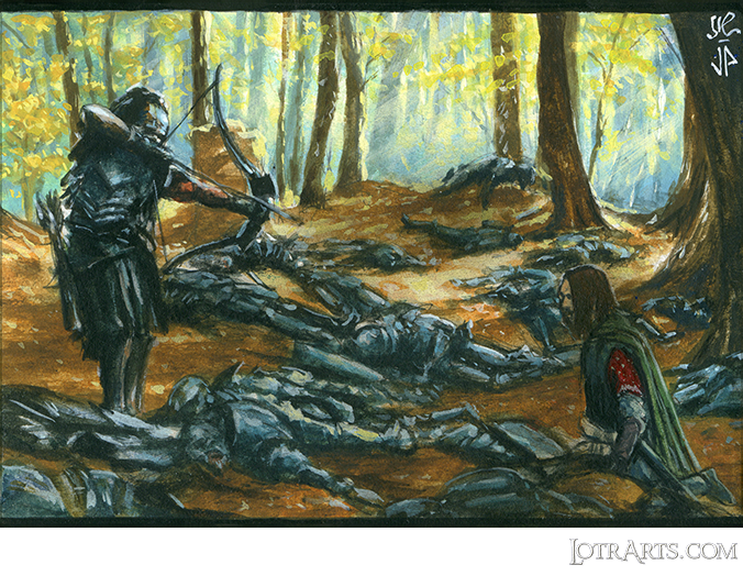 Lurtz about to fire the fatal arrow at Boromir by Potratz and Hai