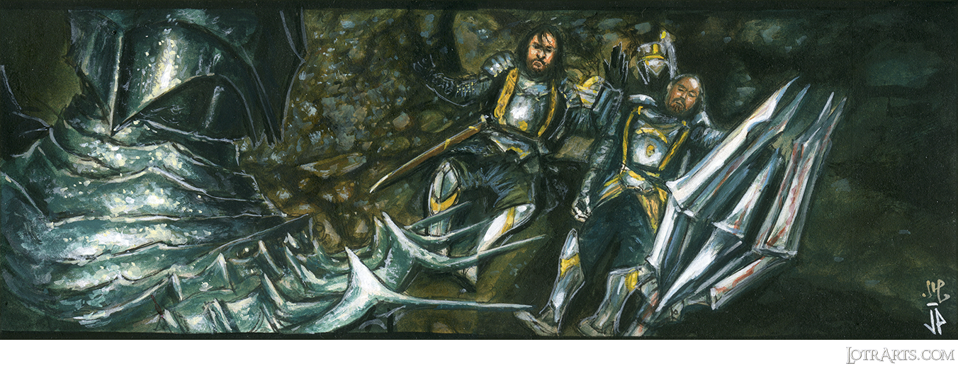 Isildur and dying Elendil before Sauron, a two-card panel by Potratz and Hai<span class="ngViews">2 views</span>