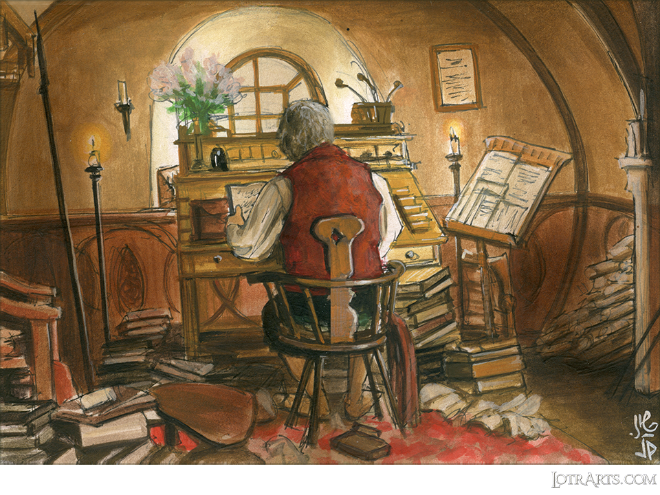 Two-card panel of Bilbo at his desk by Potratz and Hai<span class="ngViews">2 views</span>