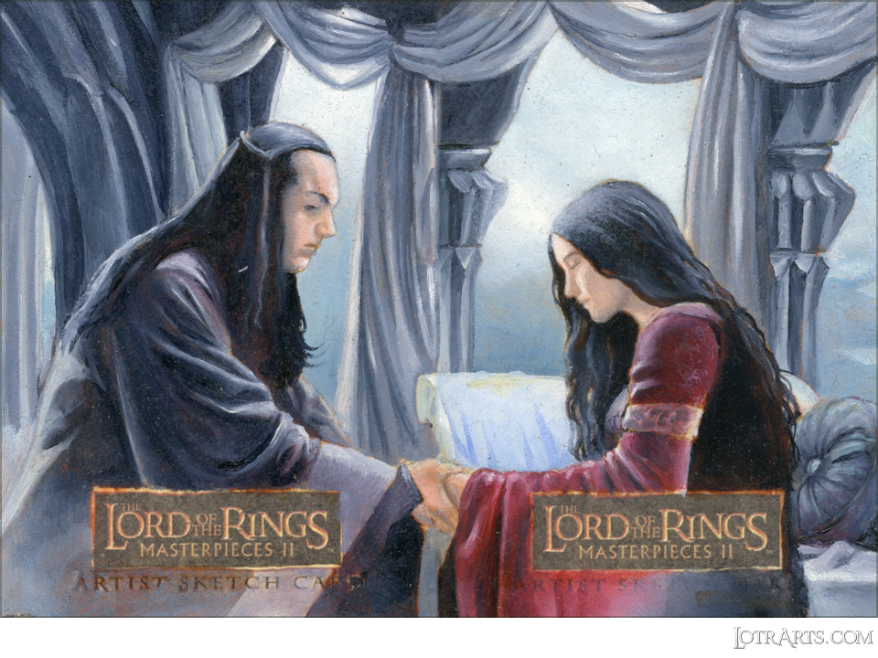 Elrond and Arwen, two-card panel, by Kohse: artist return sketches<span class="ngViews">5 views</span>