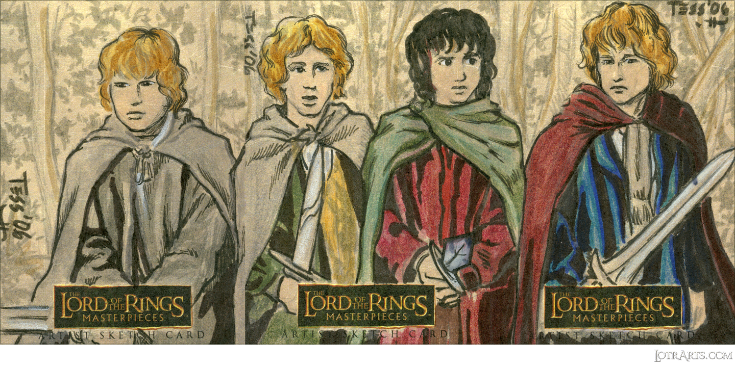 Frodo, Sam, Merry, Pippin at Barrow-Downes, three-card panel, by Fowler<span class="ngViews">8 views</span>