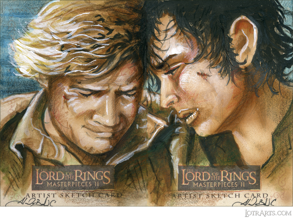Frodo and Sam at 'At the End of All Things', two-card panel, by Buechel : artist return sketches<span class="ngViews">12 views</span>