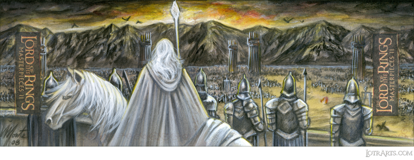 Gandalf looking upon Mordor army, two-card panel, by Moore: artist return sketches<span class="ngViews">11 views</span>
