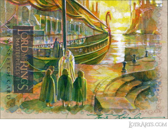 Gandalf and Hobbits at Grey Havens by McHaley: artist return sketch<span class="ngViews">7 views</span>