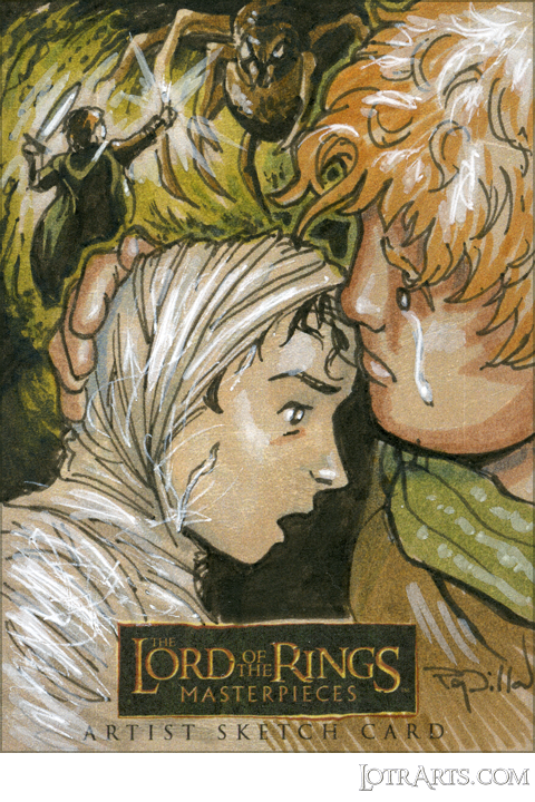 Sam holding Frodo, with an image of him fighting Shelob in the background, by Dillon<span class="ngViews">6 views</span>