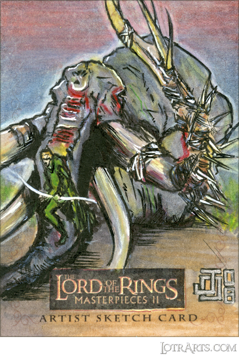 Legolas with slain Mumakil by Ocampo: artist return sketch<span class="ngViews">2 views</span>