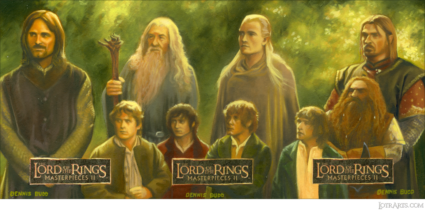 Fellowship of Nine, three-card panel, by Budd: artist return sketches<span class="ngViews">28 views</span>