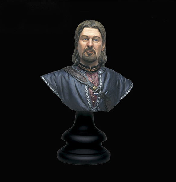 <br />

Sideshow/WETA Bust Boromir, Son of Denethor, artist: Wootten. Production Sample. Boromir is a series 2 FOTR bust, constructed of polystone, hand painted, stands 8" tall and weighs 4 lbs. 

<br />

<div class="floatbox" data-fb-options="width:1400 height:80% group:2"><a href="http://www.sideshowtoy.com/collectibles/product-archive/?sku=9408" class="transparent">✦</a></div>

<br />

<a class="nofloatbox" href="https://www.lotrarts.com/shopfront/#replicas"><img src="https://www.lotrarts.com/images/icons/buy-001.png" alt="Shop" /></a><span class="ngViews">13 views</span>