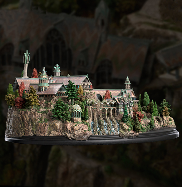 <br />

WETA Rivendell environment, 2011, artists: Falconer, Tremont et al. One of the first numbered 300 (an open edition after these). Rivendell is constructed of polystone, hand painted, with specifications (H x W x D): 7.9" x 18.1" x 12.2, weight 13.2 lbs.

<br />

<div class="floatbox" data-fb-options="width:1400 height:80% group:2"><a href="https://www.theonering.net/torwp/2011/12/18/51226-collecting-the-precious-weta-workshops-rivendell-review/#more-51226" class="transparent">✦</a></div><span class="ngViews">24 views</span>
