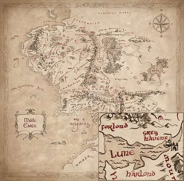 <br />

Magnoli Props: Middle earth Map. Entirely hand-drawn, this classic map features a few special touche making it unlike any others. Measuring about 75cm square and is printed on parchment.<span class="ngViews">20 views</span>