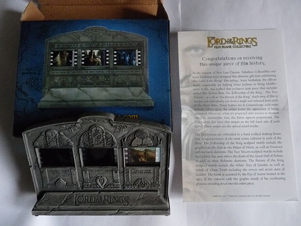 <br />

Sideshow/WETA Film Frame, with three individual film frames, one of Bilbo at Bag End.