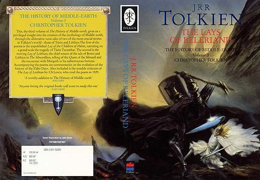 <titletext>
<strong>

The Lays of Beleriand<br/>
The History of Middle-Earth: Volume 3<br/>
Christopher Tolkien<br/>
Harper Collins Publishers/Grafton Books<br/>
September 1992<br/>
ISBN 0-261-10220-5

</strong>
</titletext>