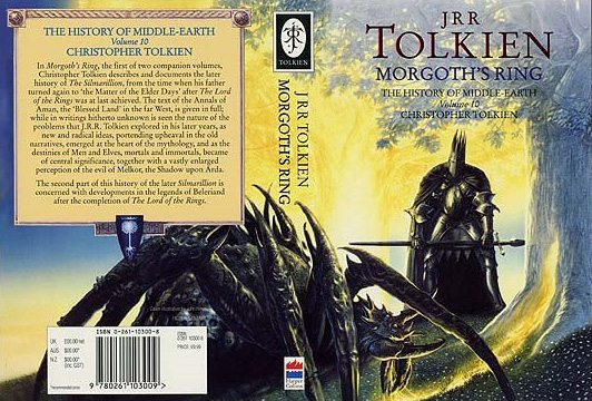 <titletext>
<strong>

Morgoth's Ring<br/>
The History of Middle-Earth: Volume 10<br/>
Christopher Tolkien<br/>
Harper Collins Publishers/Grafton Books<br/>
1993<br/>
ISBN 0-261-10300-8

</strong>
</titletext>