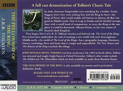<titletext>
<strong>

Random House Audio: The Fellowship of the Ring - CD (Back)

</strong>
</titletext>