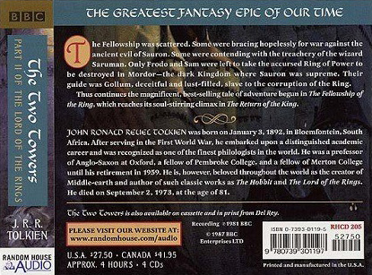 <titletext>
<strong>

Random House Audio: The Two Towers - CD (Back)

</strong>
</titletext>