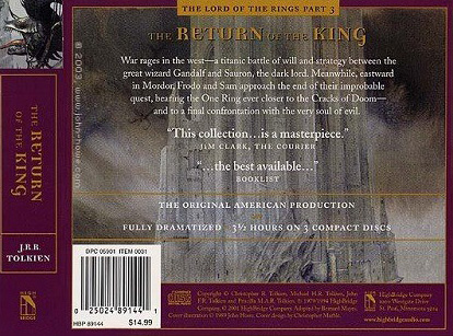 <titletext>
<strong>

The Lord of the Rings Part 3: The Return of the King - Highbridge Audio Edition (Back)

</strong>
</titletext>