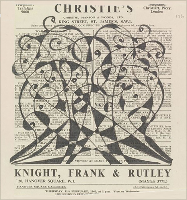 A black-and-white geometrical abstract design on a Christie's auction advertisement.<span class="ngViews">5 views</span>