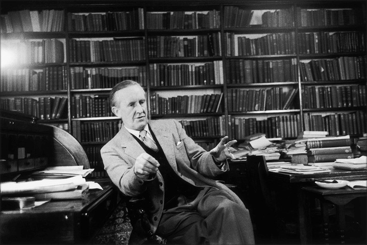 Tolkien in the midst of his books in his office, Meriton College, Oxford in December 1955. Tolkien retired in 1959.<span class="ngViews">3 views</span>