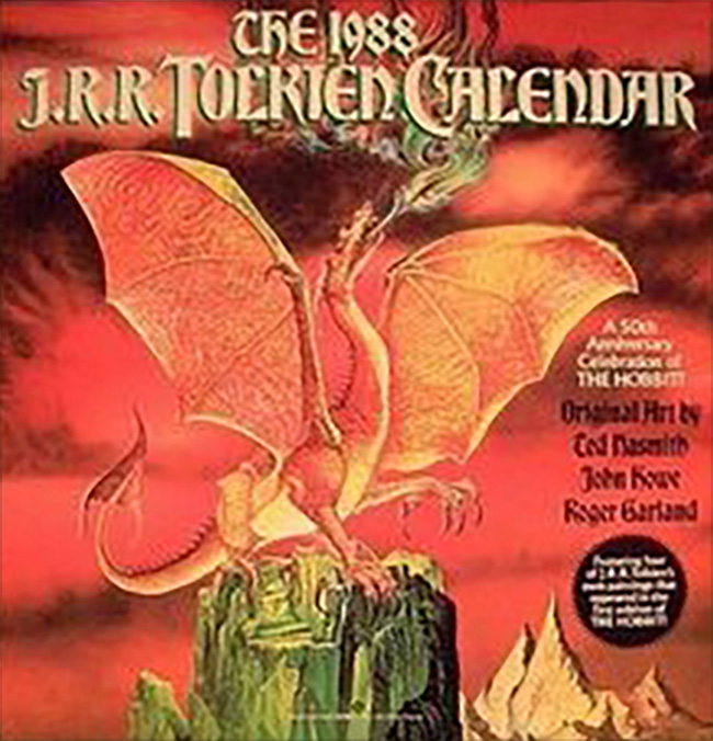 Reproduced in the 1988 J.R.R. Tolkien Calendar, published by Ballantine Books in 1987 for the cover and August.

<br/>

The calendar features art by J.R.R. Tolkien, Roger Garland, John Howe and Ted Nasmith based on <em>The Hobbit</em>.<span class="ngViews">1 view</span>