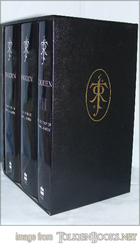 JRR Tolkien, 'The History of Middle-earth',  ', ed C Tolkien, HarperCollins, Edition, slipcased Parts I, II, III,

<br />

<a class="nofloatbox" href="https://www.lotrarts.com/shopfront/#books"><img src="https://www.lotrarts.com/images/icons/buy-001.png" alt="Shop" /></a><span class="ngViews">5 views</span>