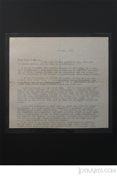 1957 J.R.R. Tolkien<br /> Two page letter <br /> Written to former student .<br /><span class="ngViews">128 views</span>