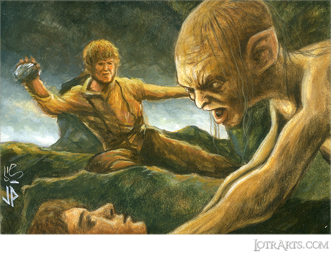 Gollum attacking Frodo, Sam about to throw a rock at Gollum (at Mt Doom) by Potratz and Hai<span class="ngViews">5 views</span>