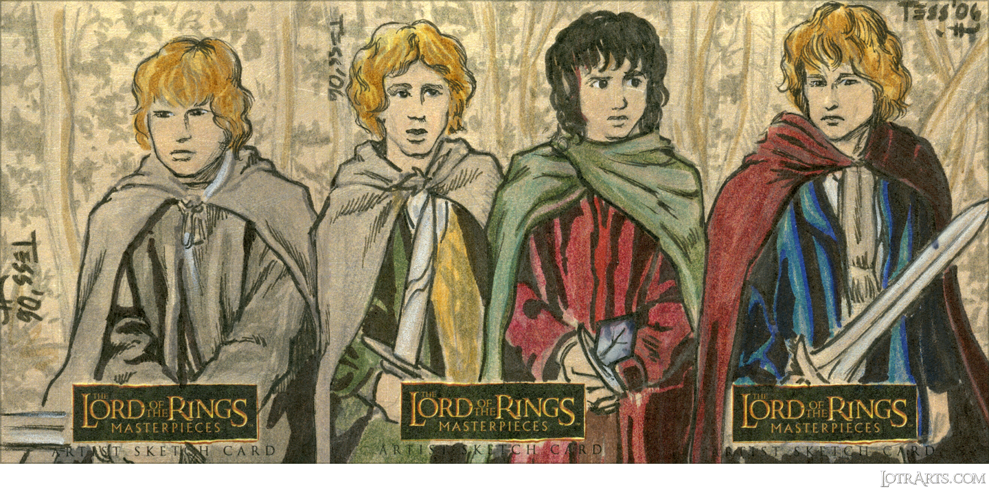 Frodo, Sam, Merry, Pippin at Barrow-Downes, three-card panel, by Fowler<span class="ngViews">9 views</span>